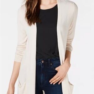 Maison Jules Long Open-Front Jersey Cardigan Sweater- SM